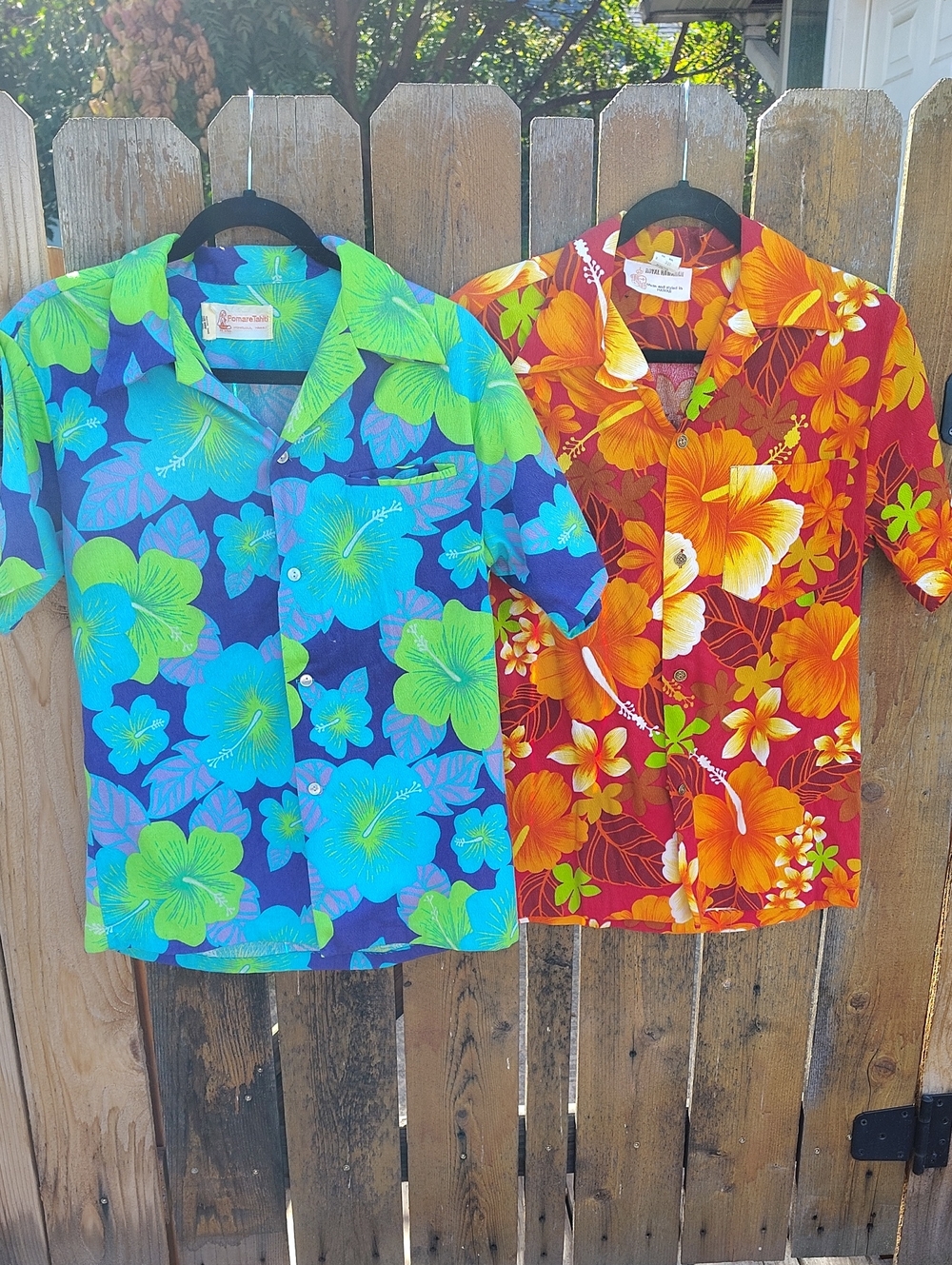 (5) Vintage Hawaiian Button Down Shirts - Pomare Tahiti.